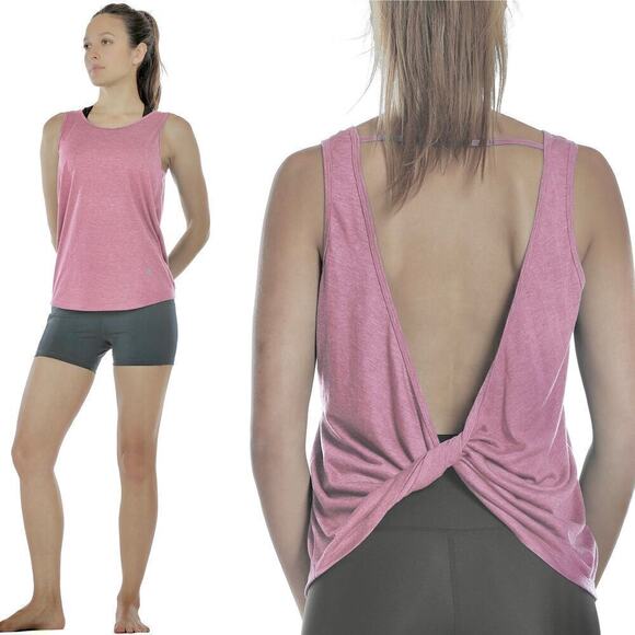 NWT Icyzone Women's Pink Open Back Twist Strappy Athletic Tank Size Medium - Picture 1 of 7